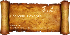 Bachman Levente névjegykártya